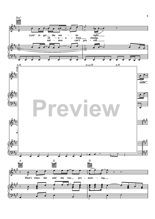 Pretending by Eric Clapton - Piano, Vocal, Guitar - Digital Sheet Music