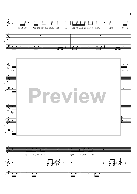 Fight The Power Sheet Music by Public Enemy for Piano Vocal