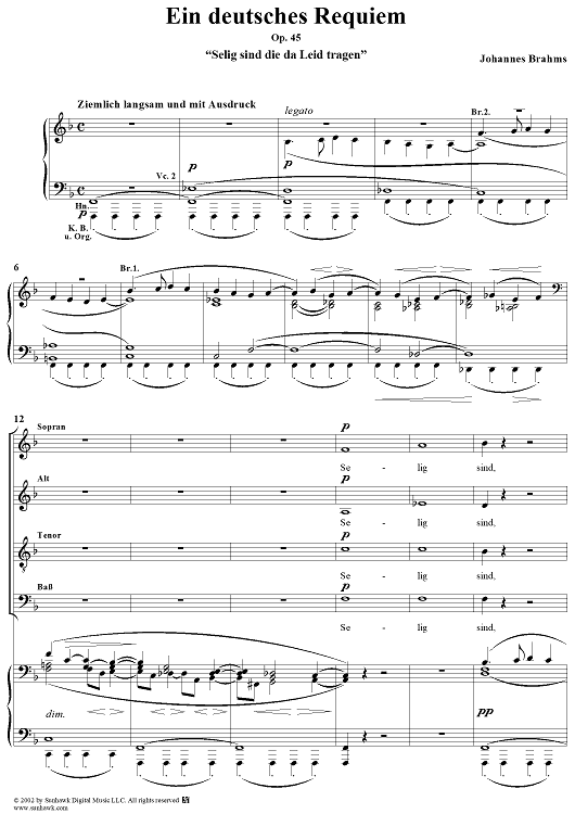 Brahms - Requiem alemão Op. 45 canto, coro e piano - A German Requiem Op.45  - piano vocal score - Breitkopf