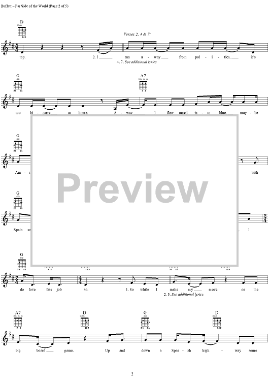 Far Side of the World Sheet Music by Jimmy Buffett for