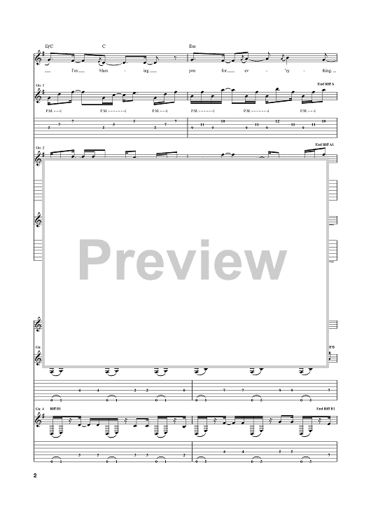 So Far Away Sheet Music by Crossfade for Guitar Tab Sheet