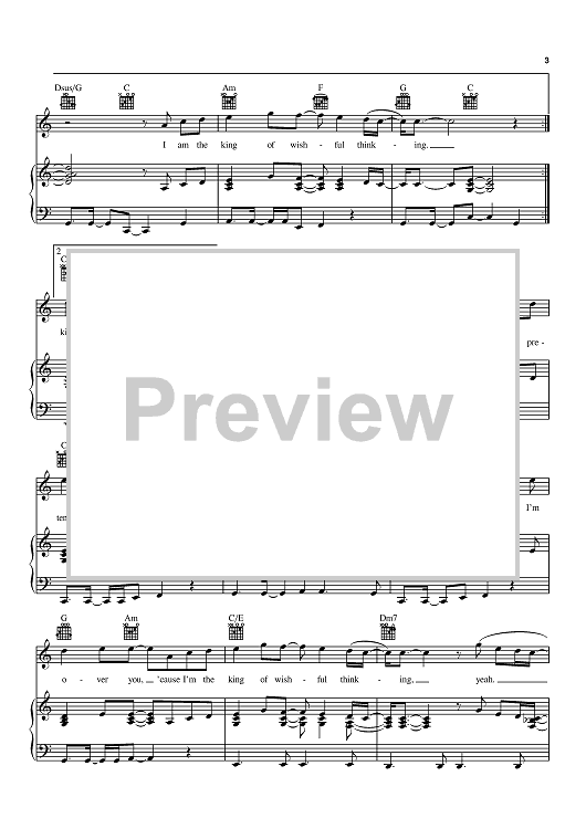 King Of Wishful Thinking Sheet Music By Go West For Piano Vocal Chords Sheet Music Now