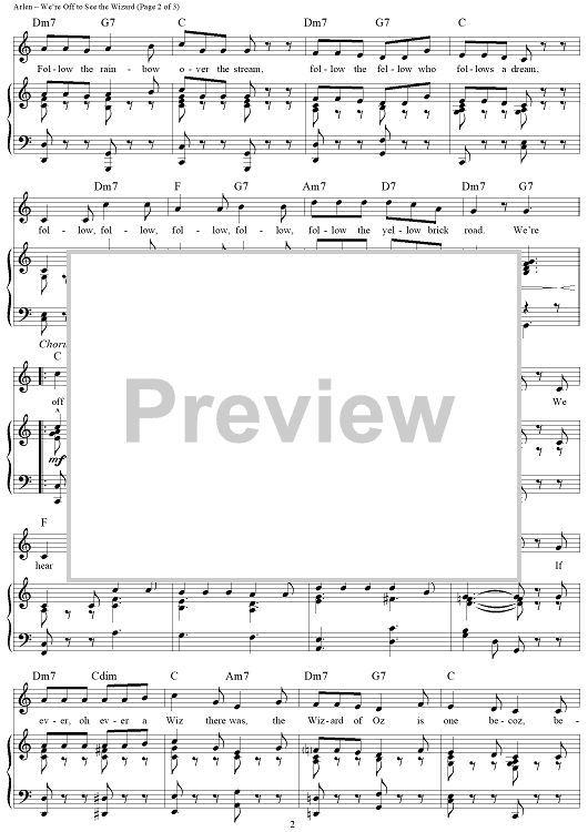 We're Off to See the Wizard: Piano Sheet: Harold Arlen