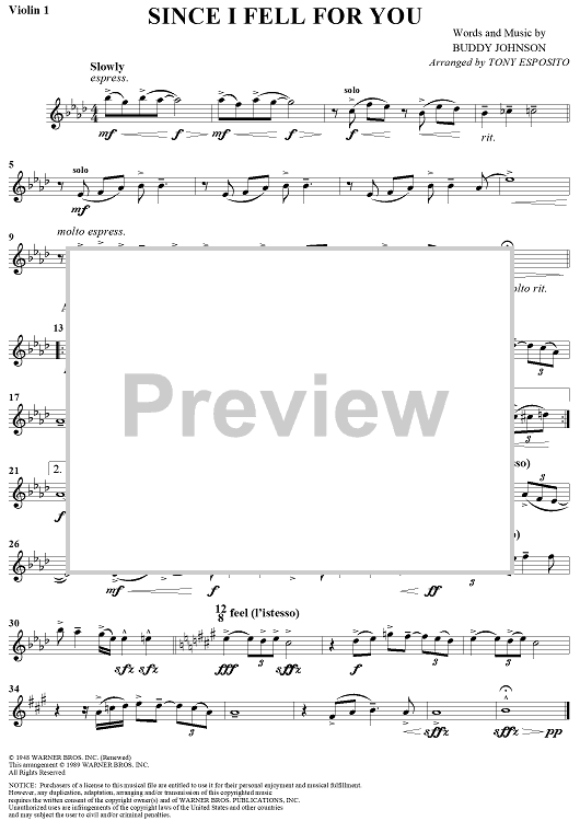 Since I Fell For You Violin 1 Sheet Music For String Quartet Sheet Music Now 