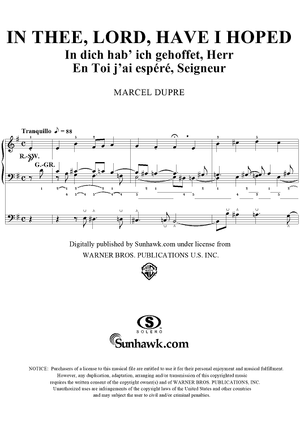 In Thee, Lord, Have I Hoped, from "Seventy-Nine Chorales", Op. 28, No. 38