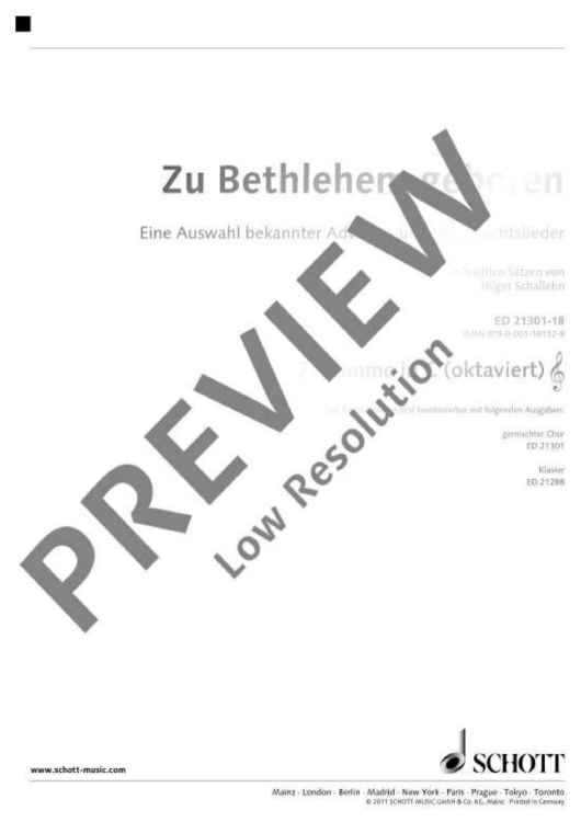 Zu Bethlehem geboren - 2. Part In C / 8va (violin Clef): Treble Record...