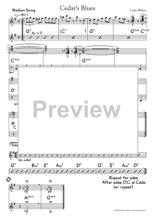 Cedar's Blues - Eb Instruments