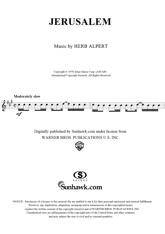 Jerusalem - Trumpet in B-flat