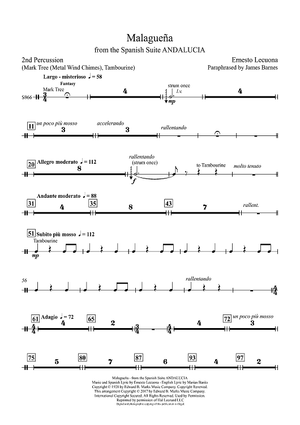 Malaguena: from the Spanish Suite ANDALUCIA - Percussion 2