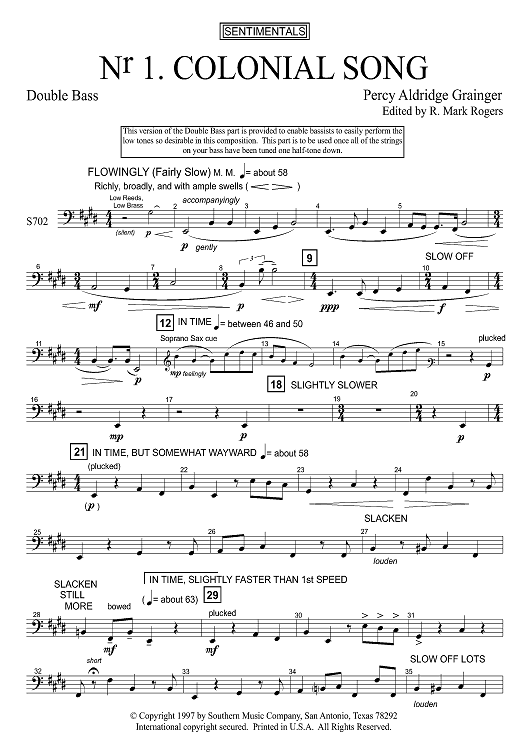 Colonial Song - Double Bass