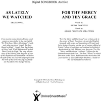 As Lately We Watched / For Thy Mercy and Thy Grace