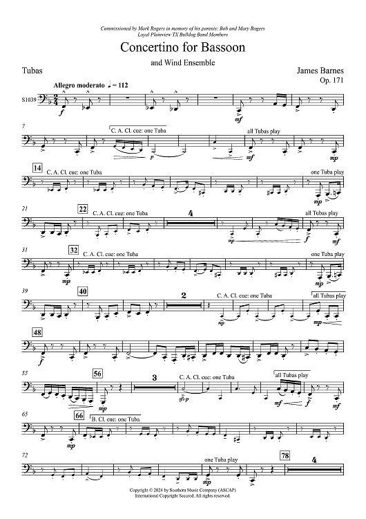 Concertino for Bassoon and Wind Ensemble - Tuba