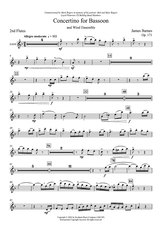 Concertino for Bassoon and Wind Ensemble - Flute 2