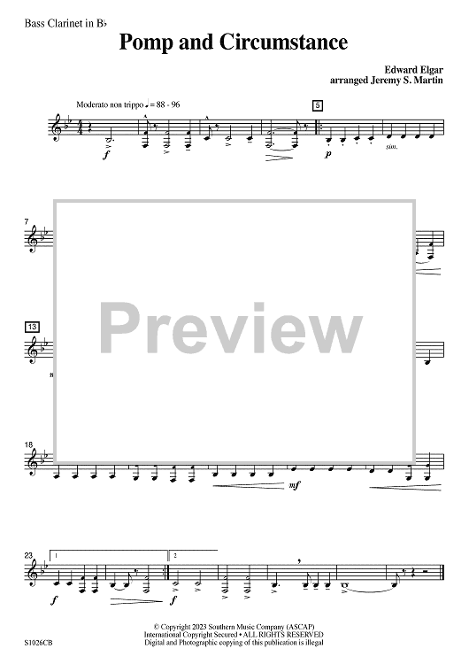 Pomp and Circumstance (easy) - Bb Bass Clarinet