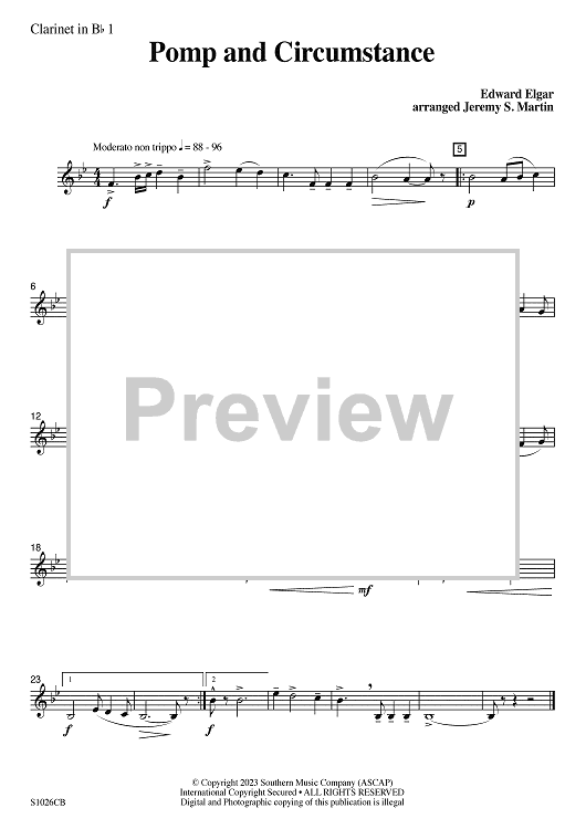 Pomp and Circumstance (easy) - Bb Clarinet 1