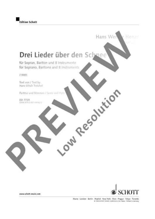 Drei Lieder über den Schnee - Score and Parts