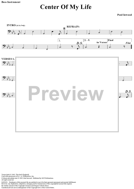 Center of My Life (Bass Instrument Part)