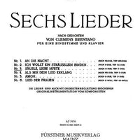 Sechs Lieder nach Gedichten von Clemens Brentano in G major - Piano Reduction