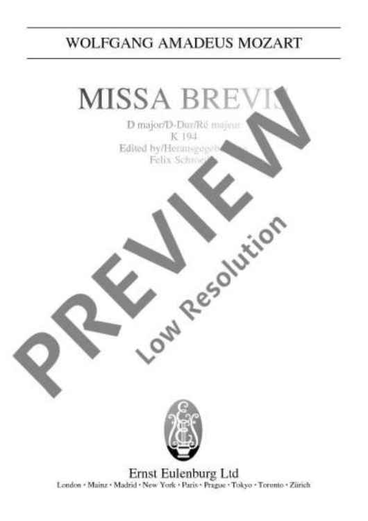 Missa brevis D major - Full Score