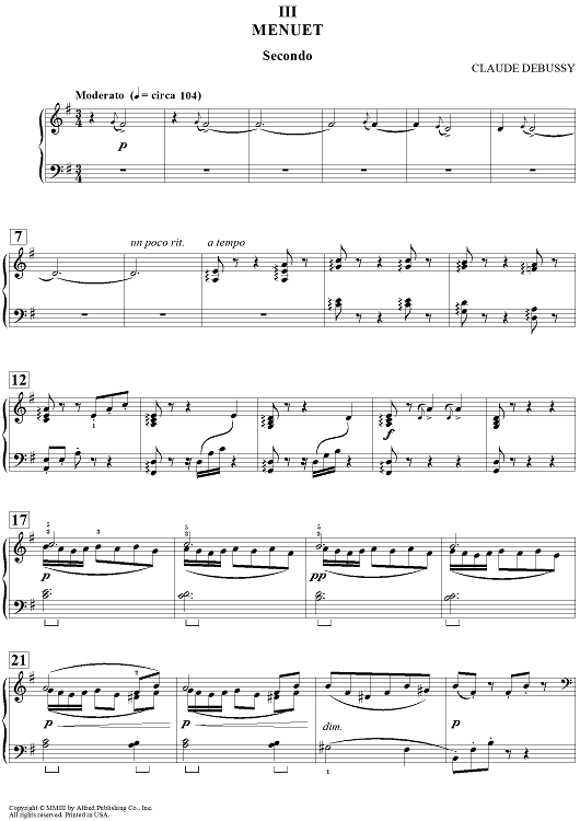 Petite Suite - III - Menuet - 3rd Movement