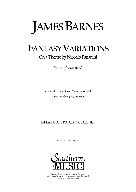 Fantasy Variations on a Theme of Paganini - Eb Contra Alto Clarinet