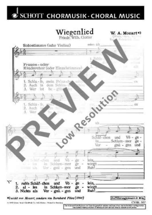 Wiegenlied - Choral Score