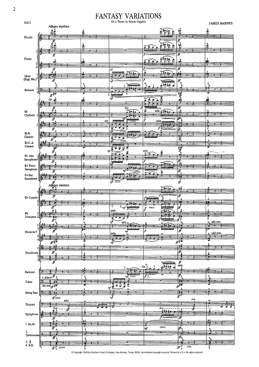 Fantasy Variations on a Theme of Paganini - Full Score