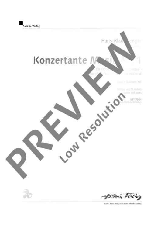 Konzertante Musik Nr. 1 - Score and Parts