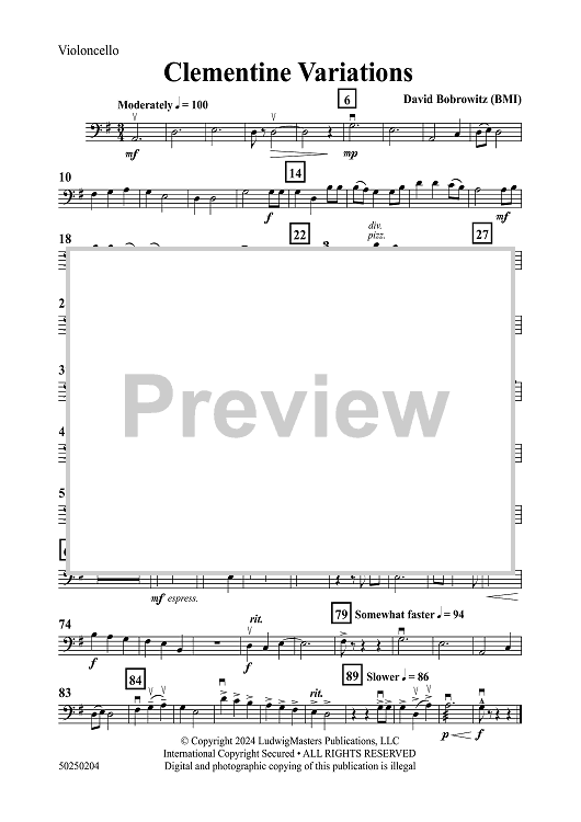 Clementine Variations - Violoncello