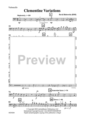 Clementine Variations - Violoncello