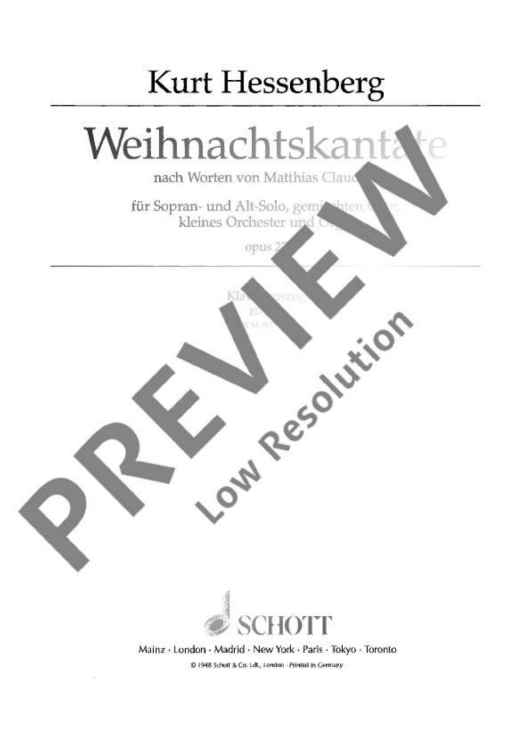 Weihnachtskantate - Piano Reduction