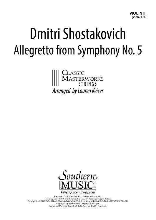 Allegretto: from Symphony No. 5, Mvt. 2 - Violin 3