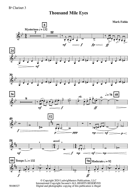 Thousand Mile Eyes - Bb Clarinet 3