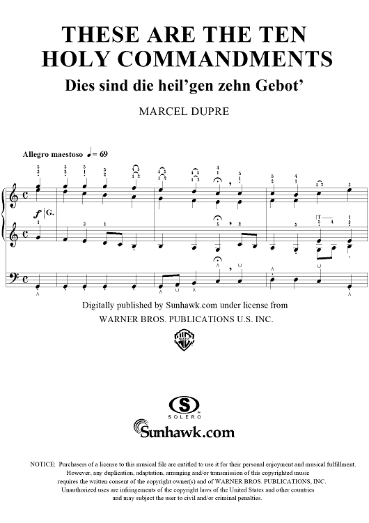 These Are the Ten Holy Commandments, from "Seventy-Nine Chorales", Op. 28, No. 20