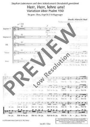 Herr, Herr, lehre uns! - Choral Score