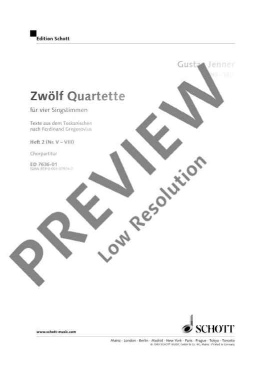 Zwölf Quartette - Choral Score