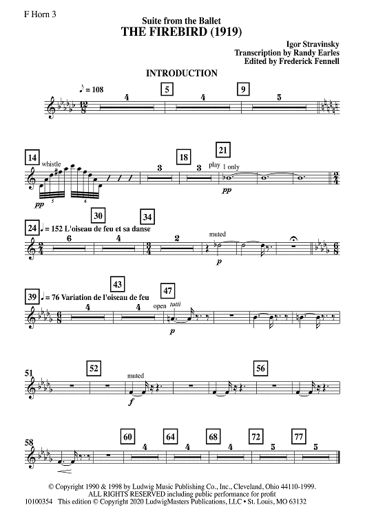 The Firebird Suite for Symphonic Band - F Horn 3