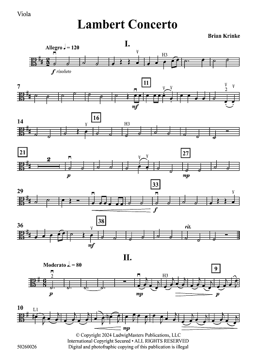 Lambert Concerto for Violin and String Orchestra - Viola