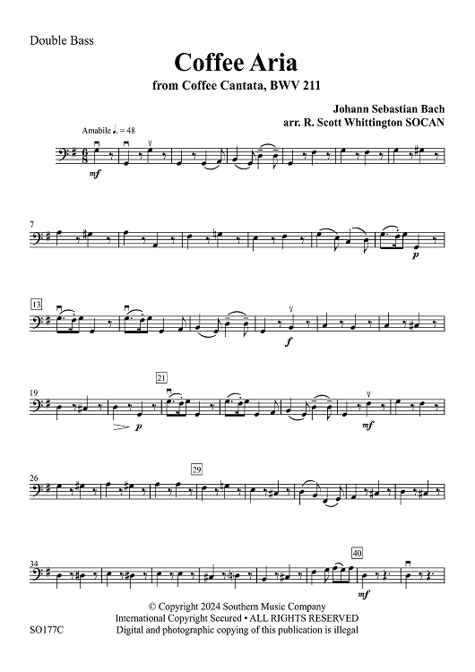 Coffee Aria from Coffee Cantata, BWV 211 - Double Bass