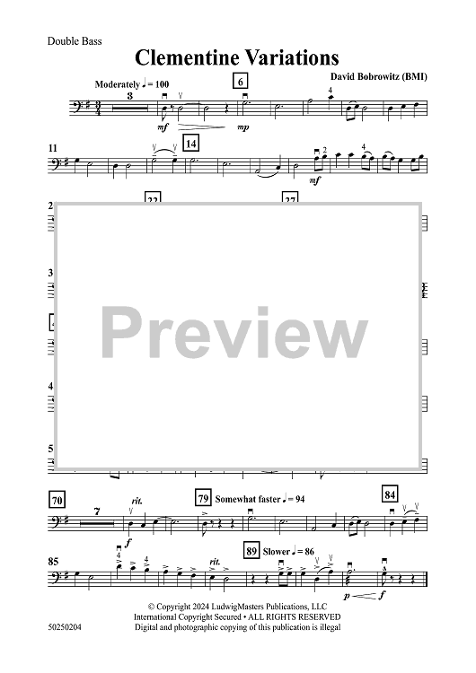 Clementine Variations - Double Bass