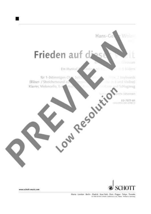 Frieden auf dieser Welt - Choral Score