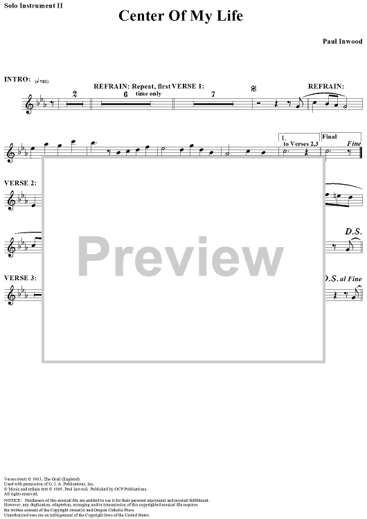 Center of My Life (Solo Instrument 2 Part)