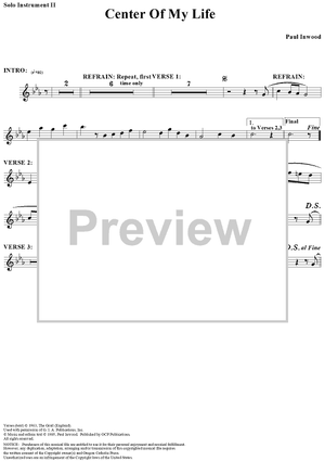 Center of My Life (Solo Instrument 2 Part)