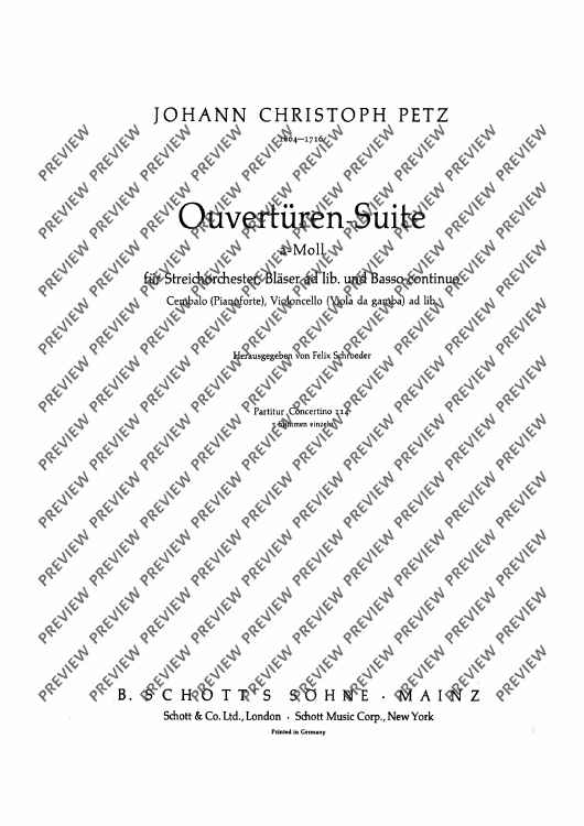 Overtures - Suite A Minor - Score