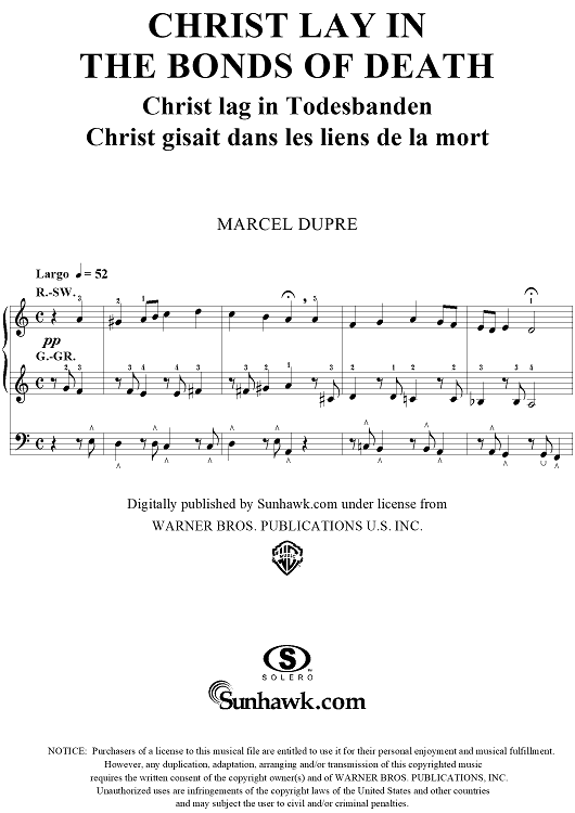 Christ Lay in the Bonds of Death, from "Seventy-Nine Chorales", Op. 28, No. 12