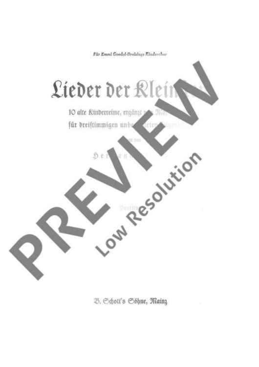 Lieder der Kleinsten - Choral Score