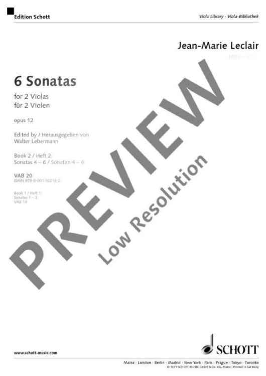 Six Sonatas - Performing Score