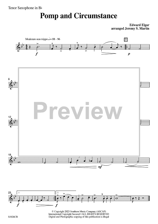 Pomp and Circumstance (easy) - Bb Tenor Sax