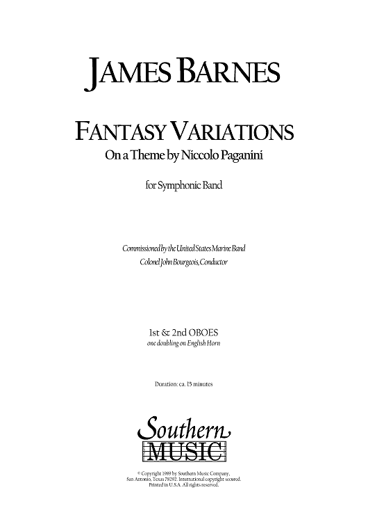 Fantasy Variations on a Theme of Paganini - Oboes 1 & 2