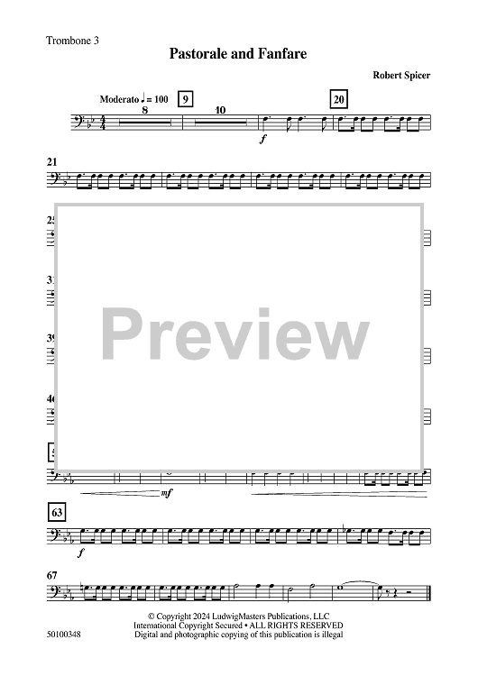 Pastorale and Fanfare - Trombone 3